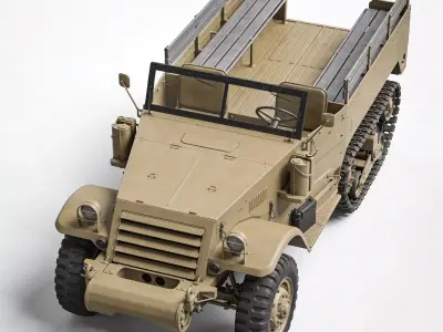 WWII Half-Track Desert Carrier  Model Low-poly 3D model