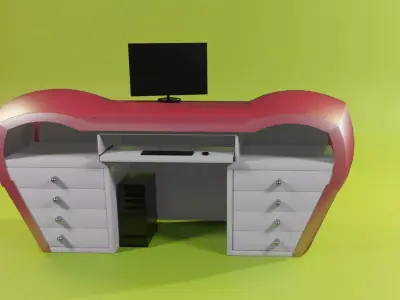 Table office desk with plastic part 2 3D model