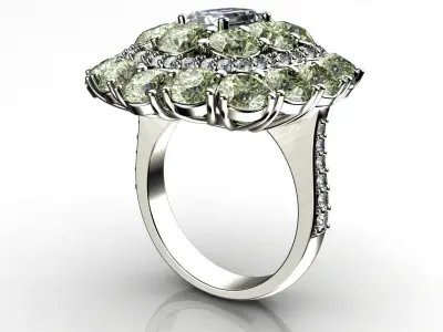 Antique Vintage Diamond Cluster Ring 3D print model