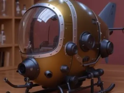 Steampunk Recon Gyrocopter - Fantasy Aerial Scout Vehicle 3D print model purchase