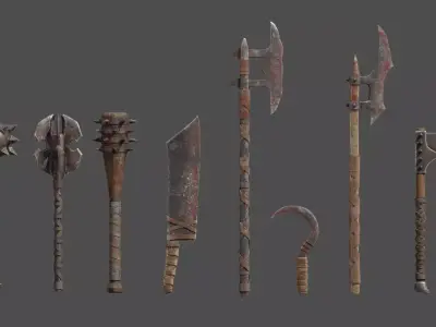 Orc Weapons Low-poly 3D model