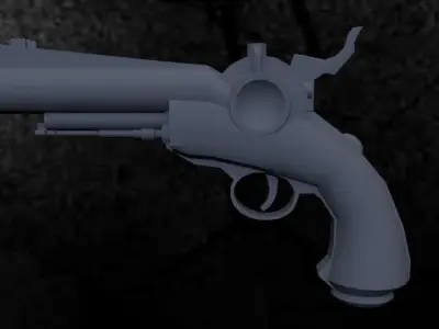 Sci-fi pistol Low-poly 3D model 8