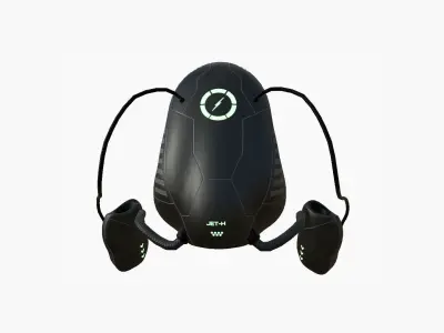 Jetpack H02 Black Green - SciFi Character Design Low-poly 3D model