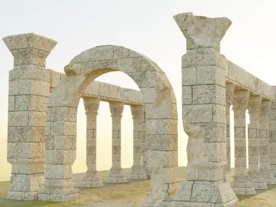Ancient Temple Ruins Low-poly 3D model