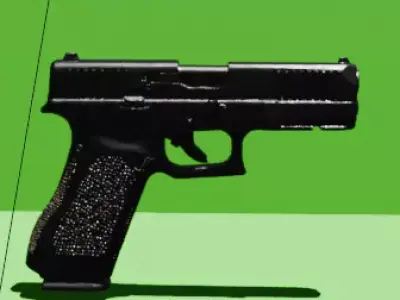 Pistolet militaire noir realiste Low-poly 3D model