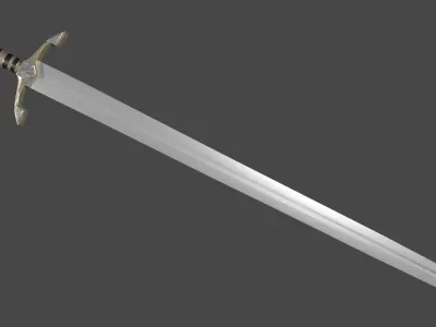 Caroling sword with Excalibur handle Low-poly 3D model