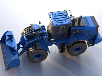 Wheel Loader blue Low-poly 3D model