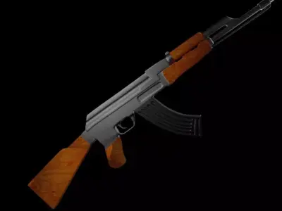 AK-47 Gun Low Poly Game Ready 3D model