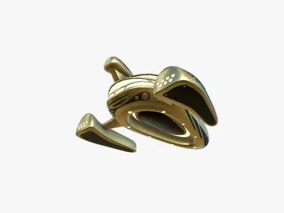 Alien Spaceship UFO H07 Gold - Sci Fi Spacecraft Design Low-poly 3D model