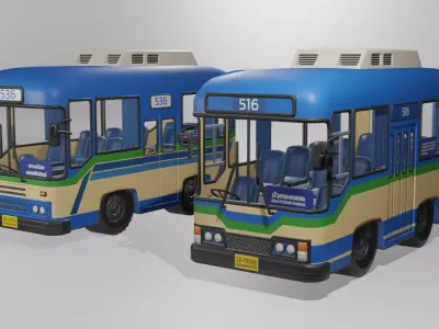 Classic Blue Thai bus cartoon 3D model 3D model