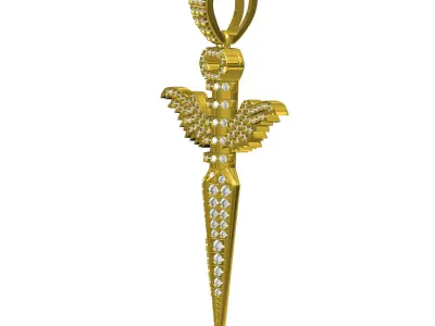 Antique Flying Wing Sword Diamond Pendant 3D print model