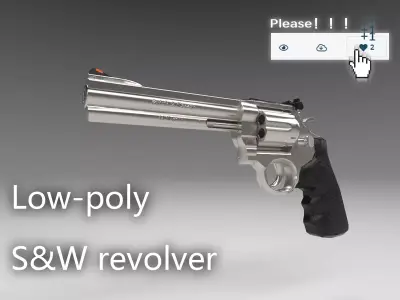 Smith and Wesson revolver Free low-poly 3D model