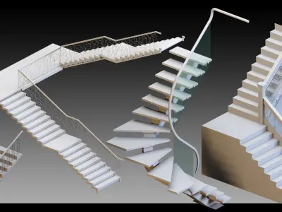 40 Stairs- Vol 02- Kitbash- High detail 3d models 3D model