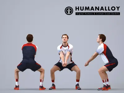 00560Jason003 - Adult Caucasian man crouching during exercise 3D model