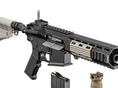 Colt C7NLD And Colt C8NLD Rifle Low-poly 3D model