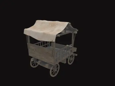 Medieval Cart V03 Low-poly 3D model