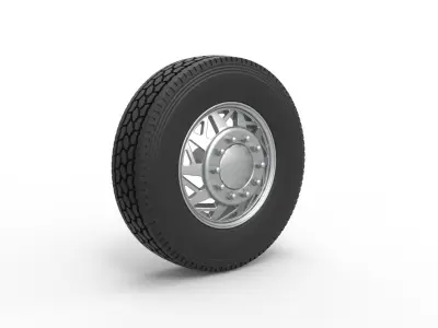 Front custom wheel of semi truck Version 14 Scale 1 to 25 3D print model