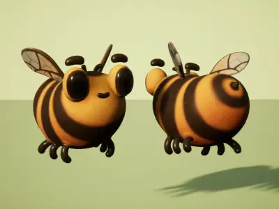 Bee stylized Low-poly 3D model
