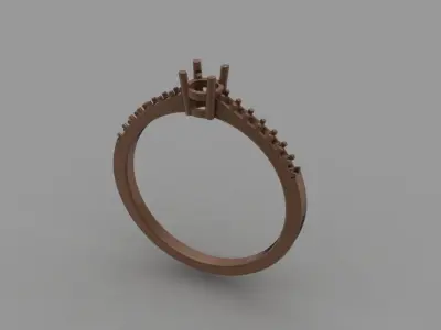 Thin Solitaire Dainty Engagement Ring Share Prong Shank 3D print model