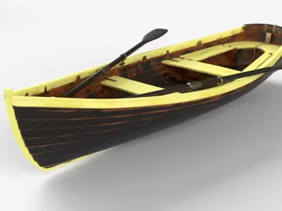 Black wooden boat 3D model