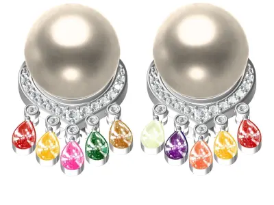 Antique Sea Pearl and Diamond Earring 3D print model