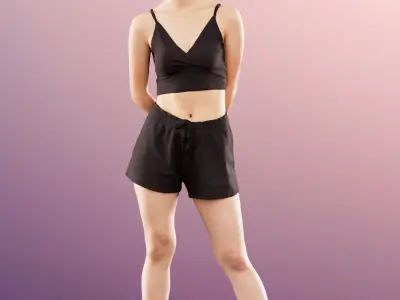 Anita 11361 - Sporty Asian Woman Standing Low-poly 3D model