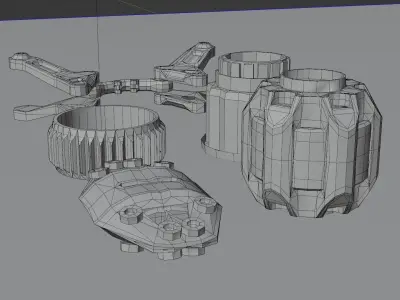 3D Lowpoly Hard surface parts Low-poly 3D model