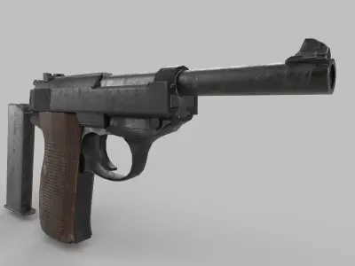 revolver p38 Low-poly 3D model