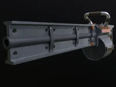 Scifi Heavy Machine Gun PBR Low-poly 3D model