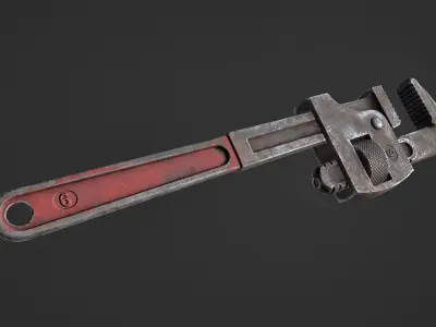 Pipe Wrench Low-poly 3D model 8