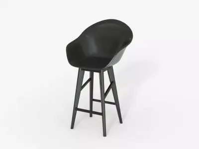 Black wood  and  Epoxy Bar Chair 3D model