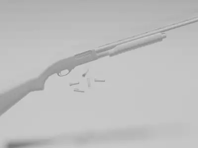 LOW POLY GUN shotgun with bullets Low-poly 3D model