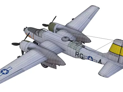 Douglas A-26 Invader Low-poly 3D model purchase