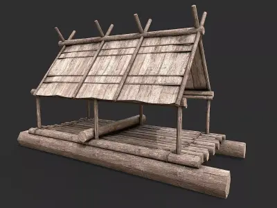 Medieval Environment Props 13 Rafts Pack Low-poly 3D model