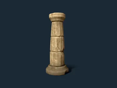 Ancient damaged pillar Low-poly 3D model