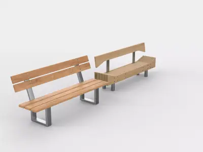 Wooden ribbed bench 3D model purchase