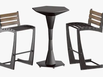 Zen Chair and Geo table 3D model