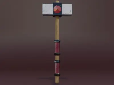 Stone hammer Low-poly 3D model