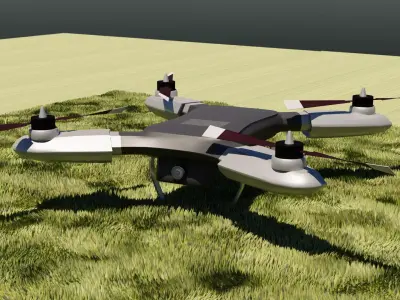 Drone flying in sky Low-poly 3D model