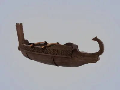 Ancient Outrigger Canoe 3D model
