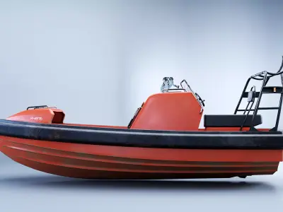 Fast Motor Lifeboat Aged Low-poly 3D model