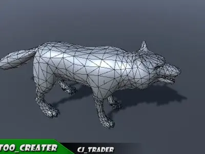 Low-Poly Wolf Rigged-Animated 3D Model Low-poly 3D model