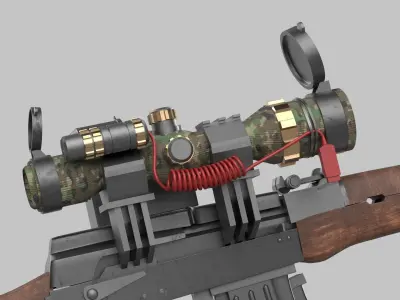 sniper rifle Low-poly 3D model 11