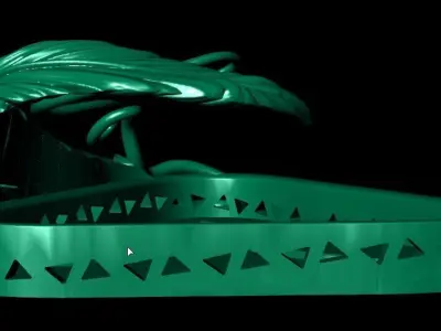 Feather pendant triangle stone 3D print model