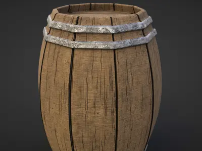 A low-poly Game ready Barrel 3D Model two wooden barrels Low-poly 3D model