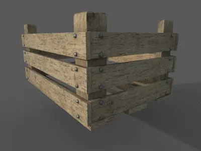 Wood Box Low-poly 3D model Low-poly 3D model