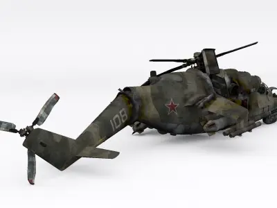 Aircraft Crashed Mi-24 Low-poly 3D model