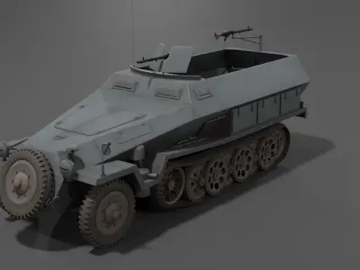 Sd kfz 251 Half-track armored personnel carrier Low-poly 3D model