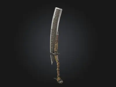 Eldritch Cleaver Stylized Fantasy Horror Weapon Low-poly 3D model