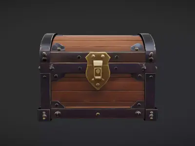 antique wooden treasure chest 3D model purchase